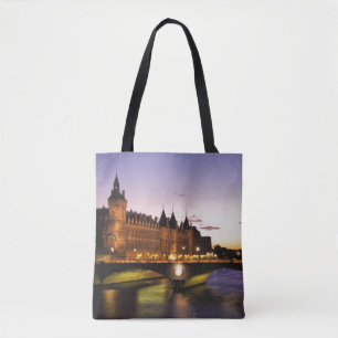 Bolso De Tela Francia, París, río Sena y Conciergerie