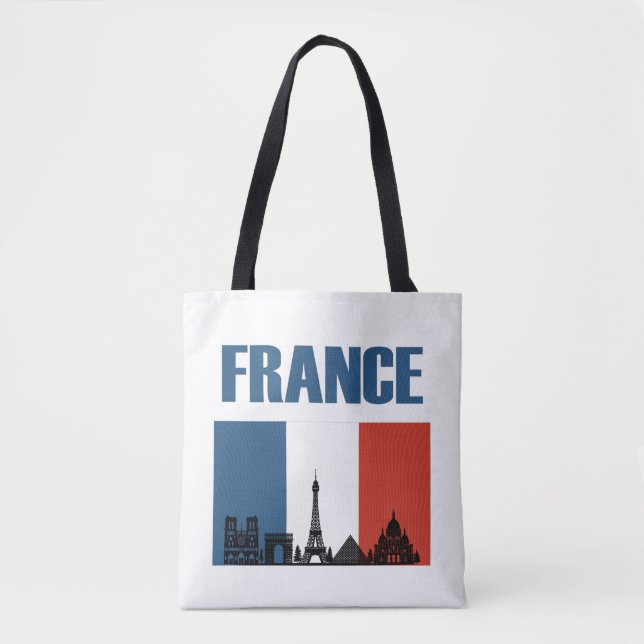 Bolso De Tela Francia Viaje - Bandera Francesa de la Línea Skyli (Anverso)