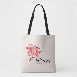 Bolso De Tela Frangipane Acuarela Flor Novia y Cortejo Nupcial
