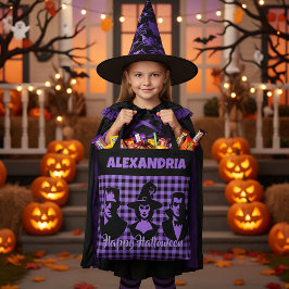 Bolso De Tela Frankenstein Bruja Vampiro Morado Cuadros de Hallo