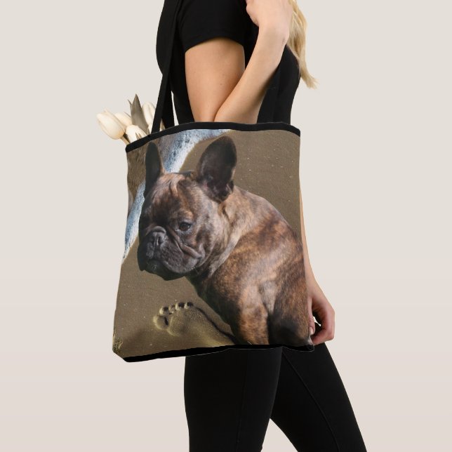 Bolso De Tela Französische Bulldogge am Meer French Bulldog (Detalle)