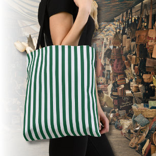 Bolso De Tela Frasco clásico de época franjas verde y blanca