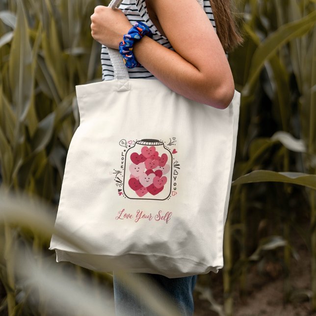 Bolso De Tela Frasco de corazones rosados Tote Bag (Pink hearts jar Tote Bag
)