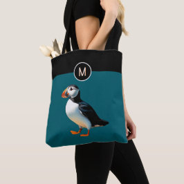 Bolso De Tela Frasco de monograma de ave frailecillo atlántico v