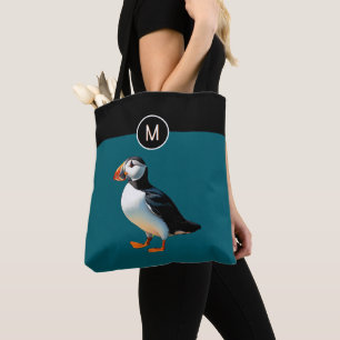 Bolso De Tela Frasco de monograma de ave frailecillo atlántico v