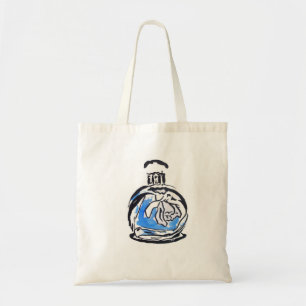 Bolso De Tela Frasco de perfume de ilustracion de moda azul