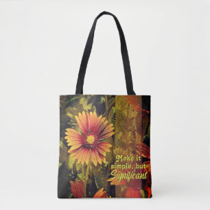 Bolso De Tela Frase de inspiración de flor de rueda de fuego