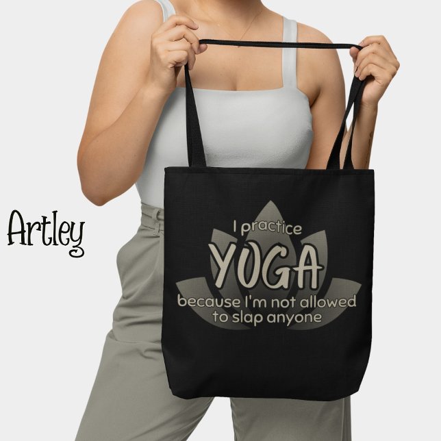 Bolso De Tela Frase divertida Black Lotus Flower Yoga (Subido por el creador)