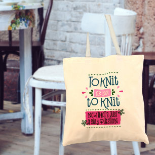 Bolso De Tela Frase divertida de punto Para tejer o no tejer..Ro