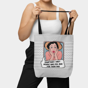 Bolso De Tela Frase divertida del arte pop retro feminista rosa 
