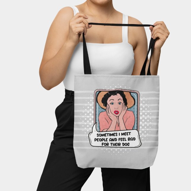 Bolso De Tela Frase divertida del arte pop retro feminista rosa  (Subido por el creador)