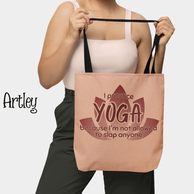 Bolso De Tela Frase divertida Frase Pink Lotus Flower Yoga (Subido por el creador)