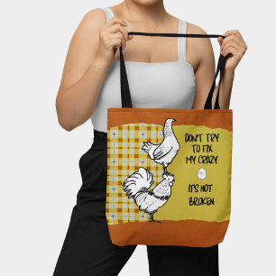 Bolso De Tela Frase divertida Rooster Pollo Naranja Amarillo Tap