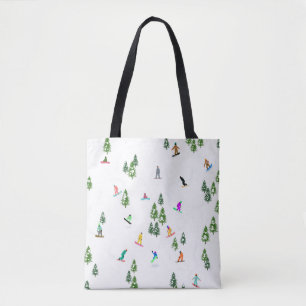 Bolso De Tela Freeride Snowboarder Ilustracion Snowboarding