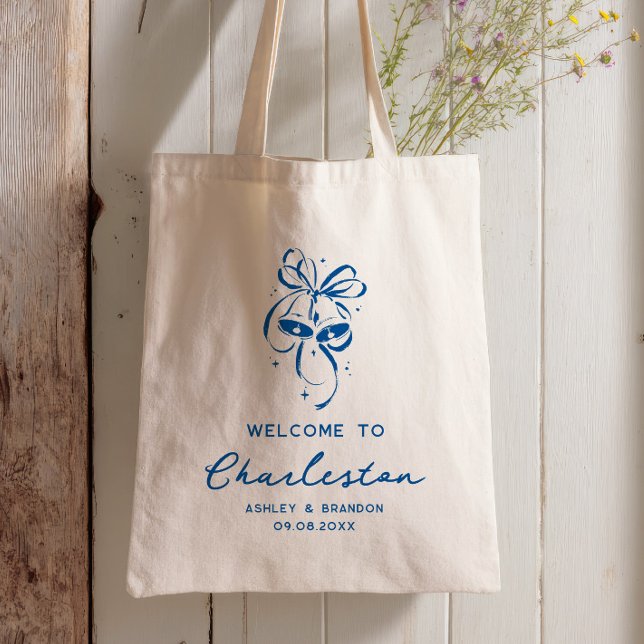 Bolso De Tela French Blue Bells Hotel Wedding Welcome (Subido por el creador)