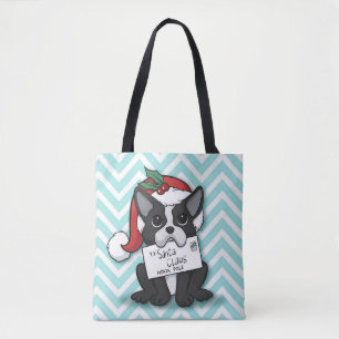 Bolso De Tela French bulldog Santa Claus Holiday
