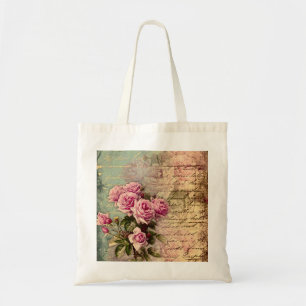 Bolso De Tela French country chic,shabby chic, pink roses, flora