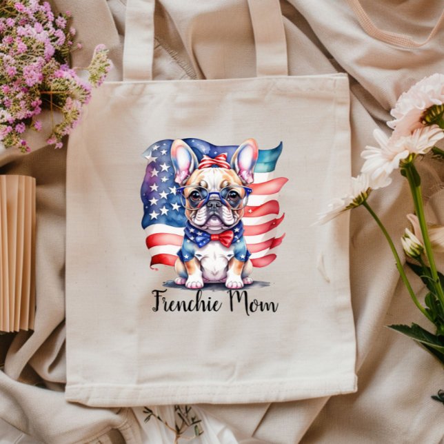 Bolso De Tela Frenchie Bulldog Mom Patriotic USA Flag  (Subido por el creador)