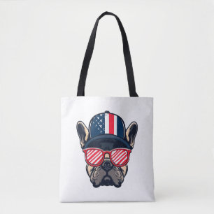 Bolso De Tela Frenchie con colores de EE.UU.