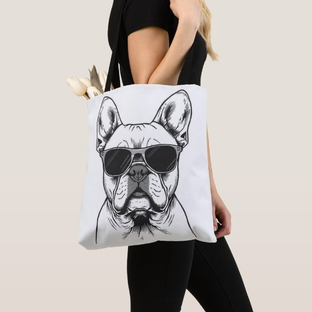 Bolso De Tela Frenchie con gafas de sol  (Detalle)