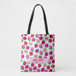Bolso De Tela fresa rosa frutilla de verano tropical