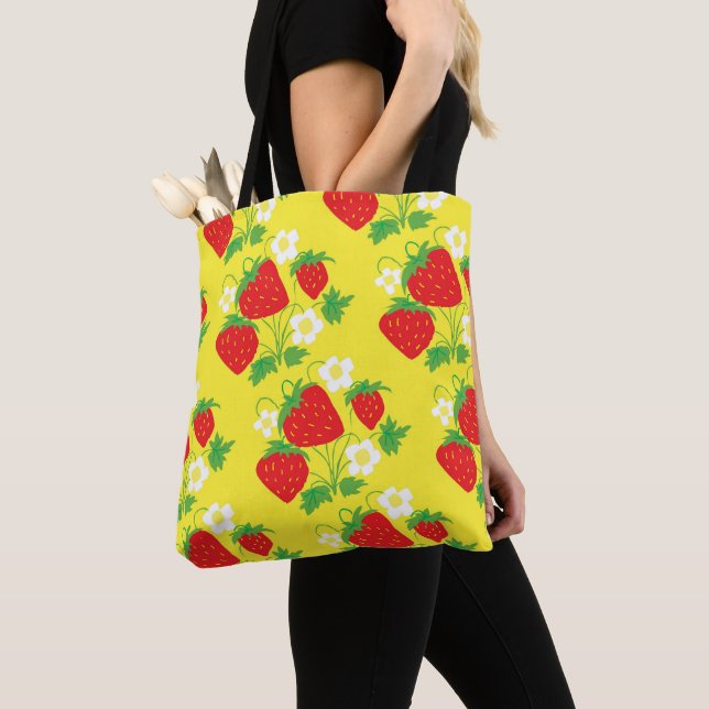 Bolso De Tela Fresa y flor Patrón amarillo (Detalle)