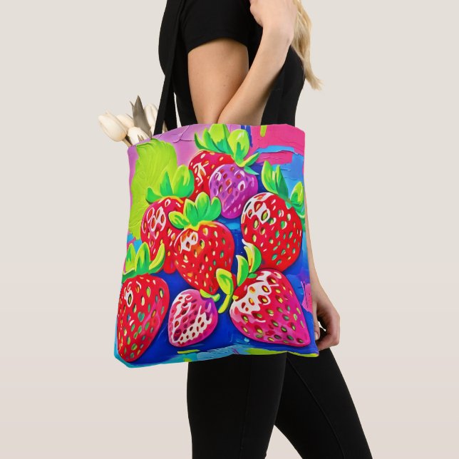Bolso De Tela Fresas Pop Art (Detalle)