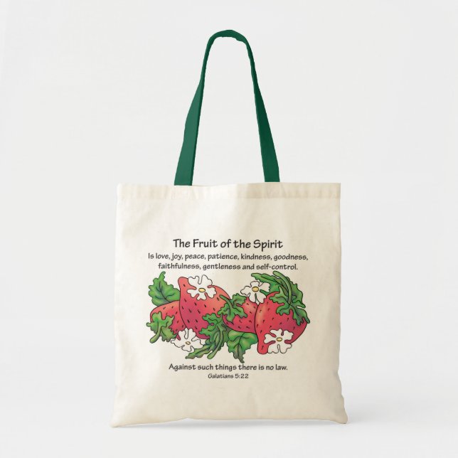 Bolso De Tela Fresas rojas "Frutos del Espíritu" (Frente)
