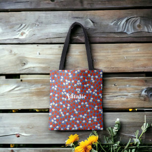 Bolso De Tela Fresas rojas y flores blancas en la marina