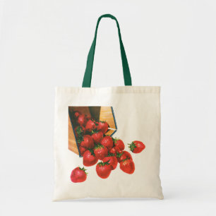 Bolso De Tela Fresas Vintage en Cesta, Comida Frutas Bayas