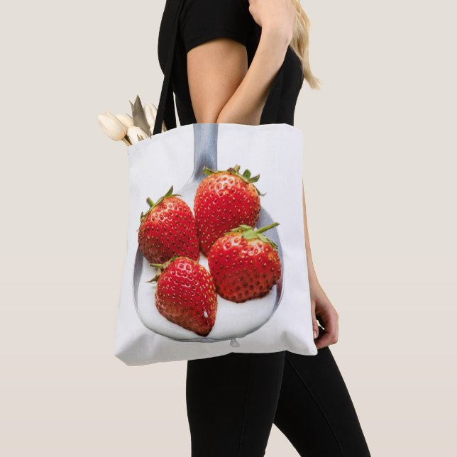 Bolso De Tela Fresas y Crema (Detalle)