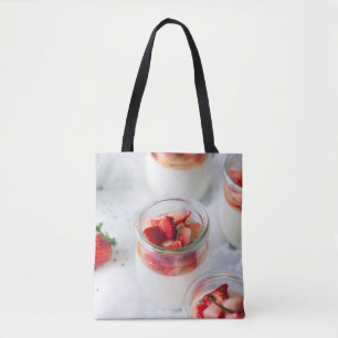 Bolso De Tela fresas y crema