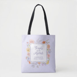 Bolso De Tela Fresca del mercado floral púrpura