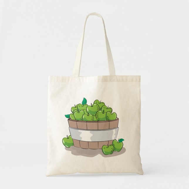 Bolso De Tela Fresh Green Apple Harvest Barrel Granny Smith (Frente)
