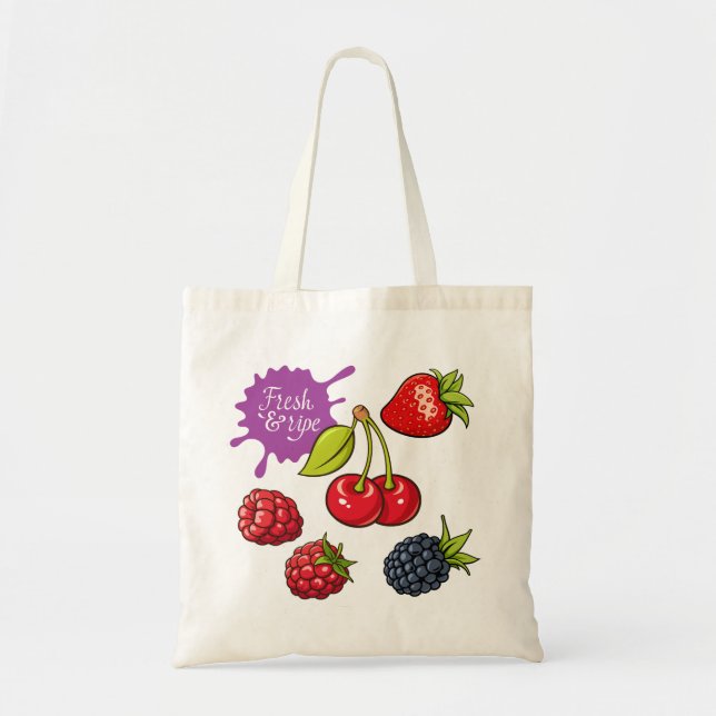 Bolso De Tela Fresh Red Berries and Cherries (Frente)