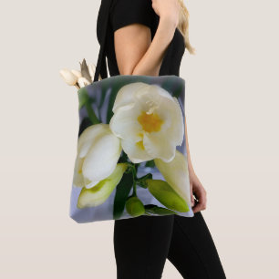 Bolso De Tela fresia amarilla blanca