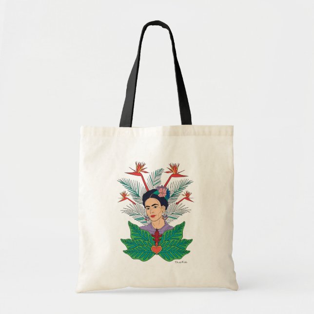 Bolso De Tela Frida Kahlo | Aves de Paraíso Floral Gráfico (Frente)