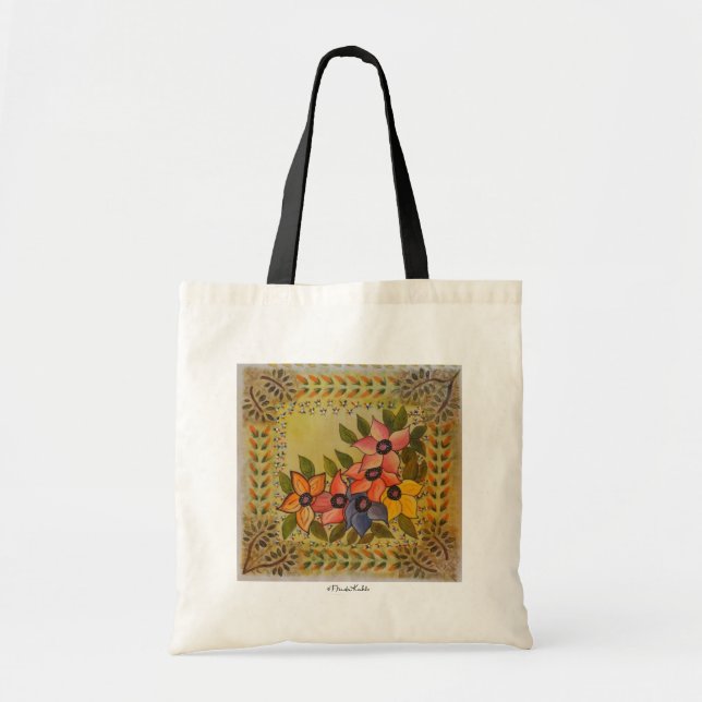 Bolso De Tela Frida Kahlo Pintó Flores (Frente)