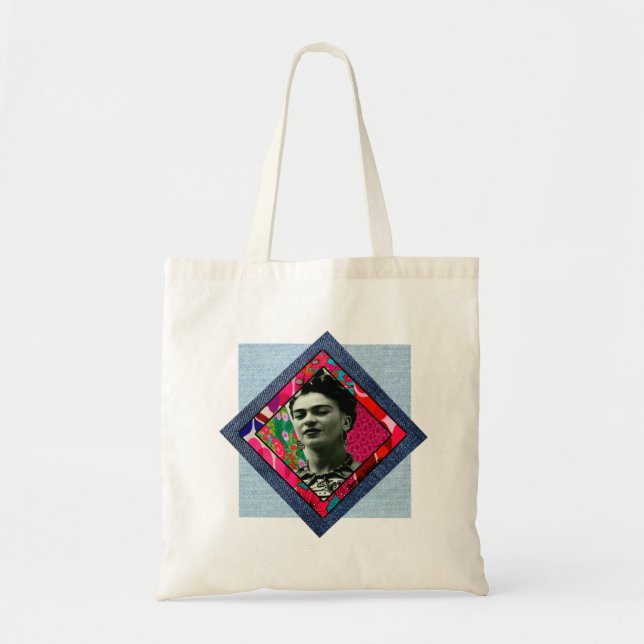Bolso De Tela Frida Kahlo Retro Pink Denim (Frente)
