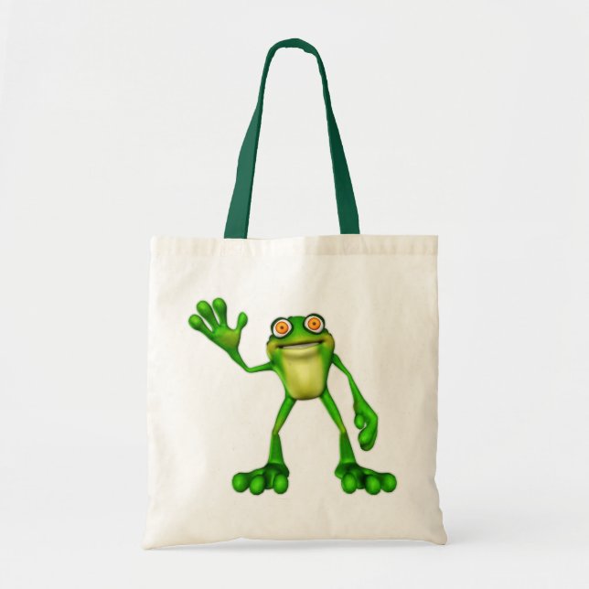 Bolso De Tela Froggie el Personalizado lindo ondeando la rana (Frente)