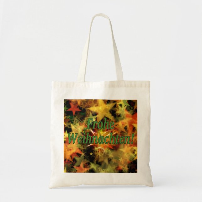 Bolso De Tela ¡Frohe Weihnachten! Feliz Navidad en alemán (Frente)