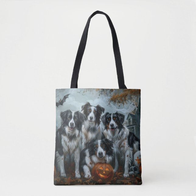 Bolso De Tela Frontera Collie Halloween Noche Doggy Delight (Anverso)
