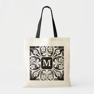 Bolso De Tela Frontera floral Bolso-Blanca del tote con