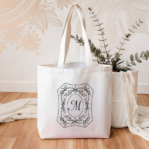 Bolso De Tela Frontera floral vintage monograma elegante persona