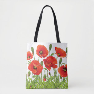 Bolso De Tela Frontera horizontal con la amapola roja