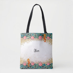 Bolso De Tela Frontera temática de cristal de vida marina person
