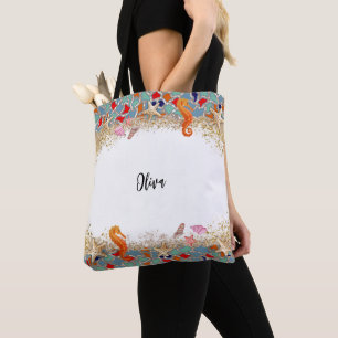 Bolso De Tela Frontera temática de cristal de vida marina person
