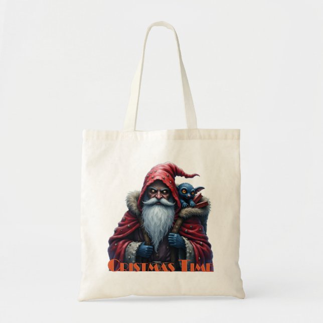 Bolso De Tela Frostbite Santa & His Mischief Elf. (Frente)