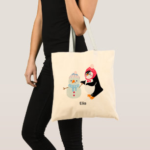 Bolso De Tela Frosty el muñeco de nieve y el pingüino