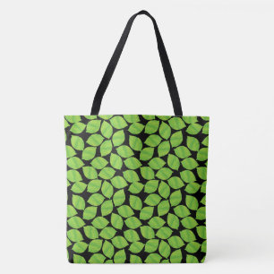Bolso De Tela Fruity Green Limes, Black Background to Personaliz